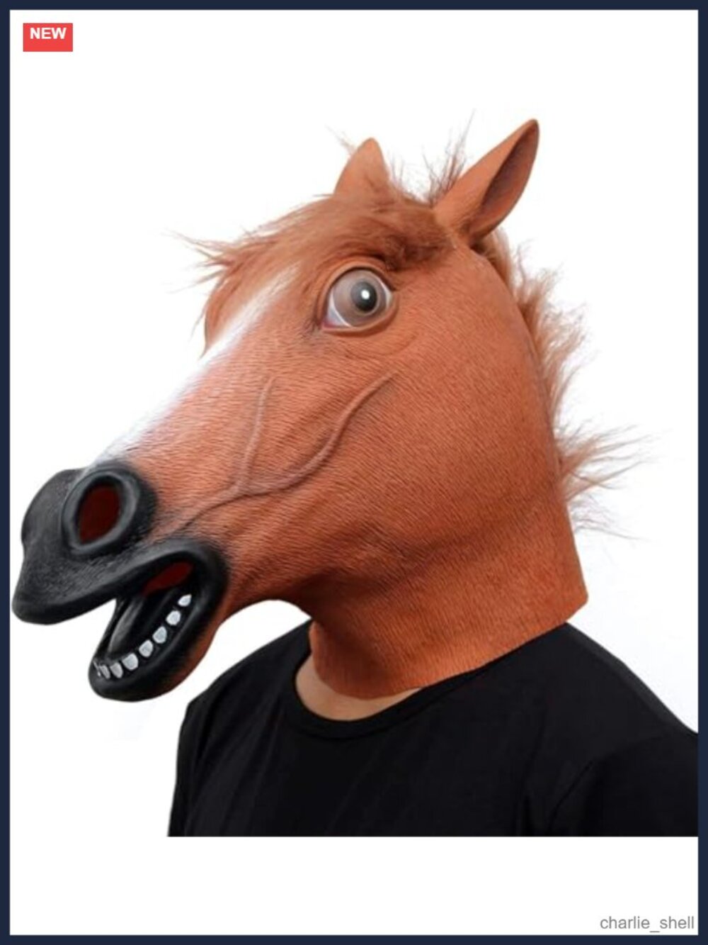 Natural Latex Horse Head Mask Full Head Costume for Halloween Party